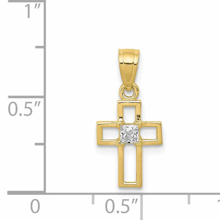 10k Yellow Gold Small Cubic Zirconia Cross Pendant