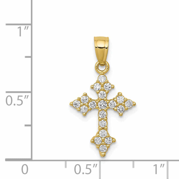 10k Yellow Gold C.Z Passion Cross Pendant
