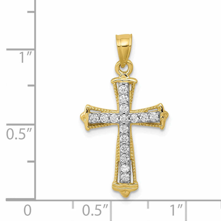 10k Yellow Gold C.Z Cross Pendant Polished