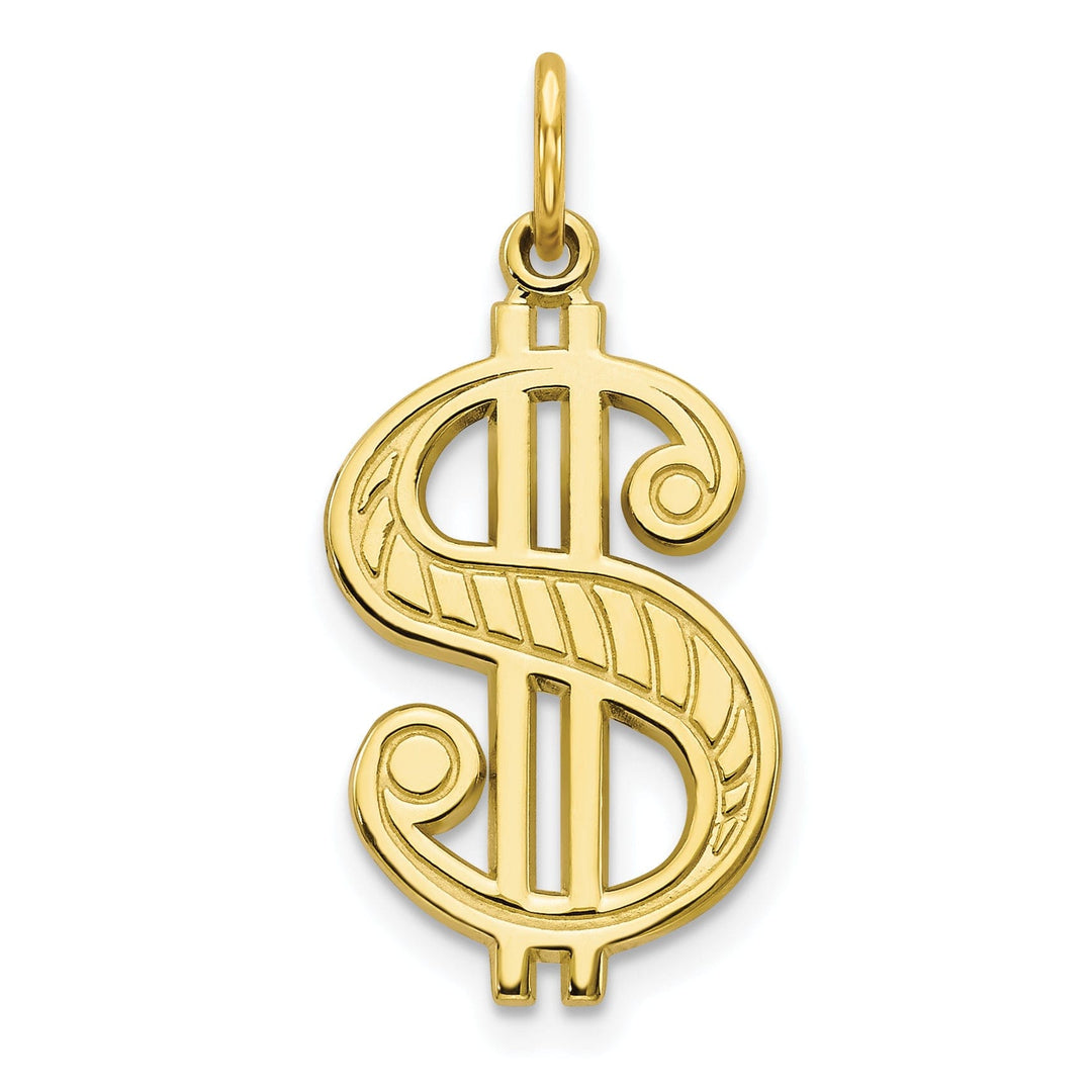 Solid 10k Yellow Gold Dollar Sign Pendant
