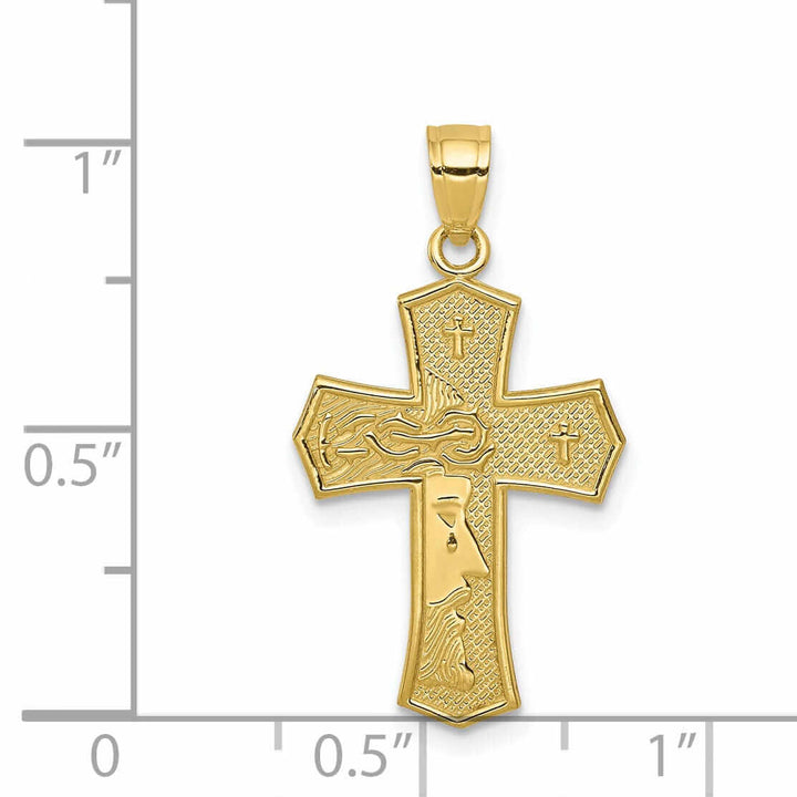10k Yellow Gold Reversible Passion Cross Pendant
