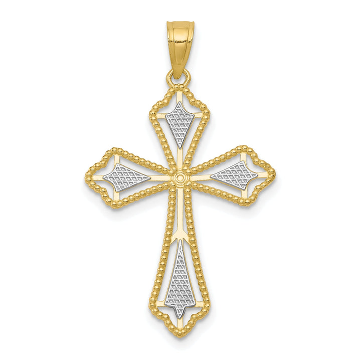 Yellow Rhodium Polished Cross Pendant