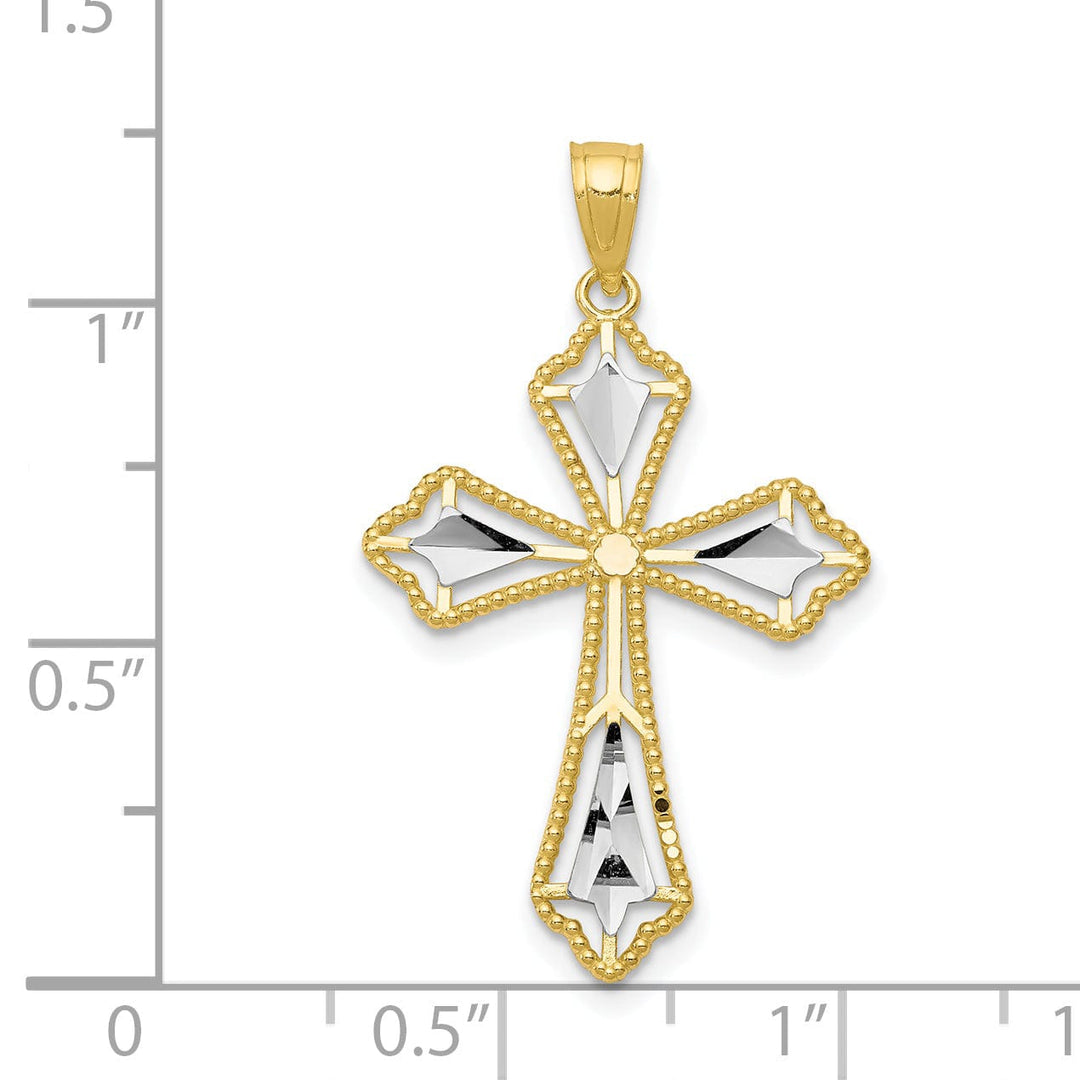 Yellow Rhodium Polished Cross Pendant