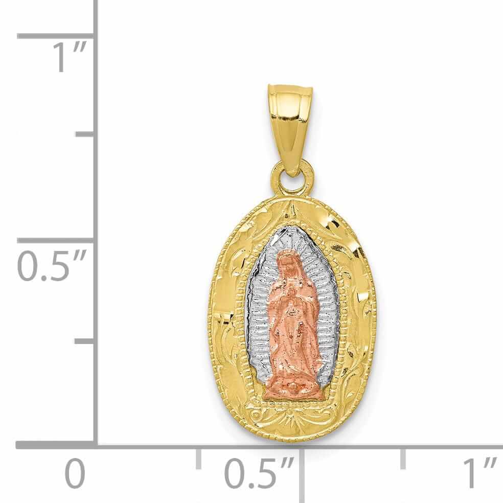 10k Two Tone Gold Lady Of Guadalupe Oval Charm