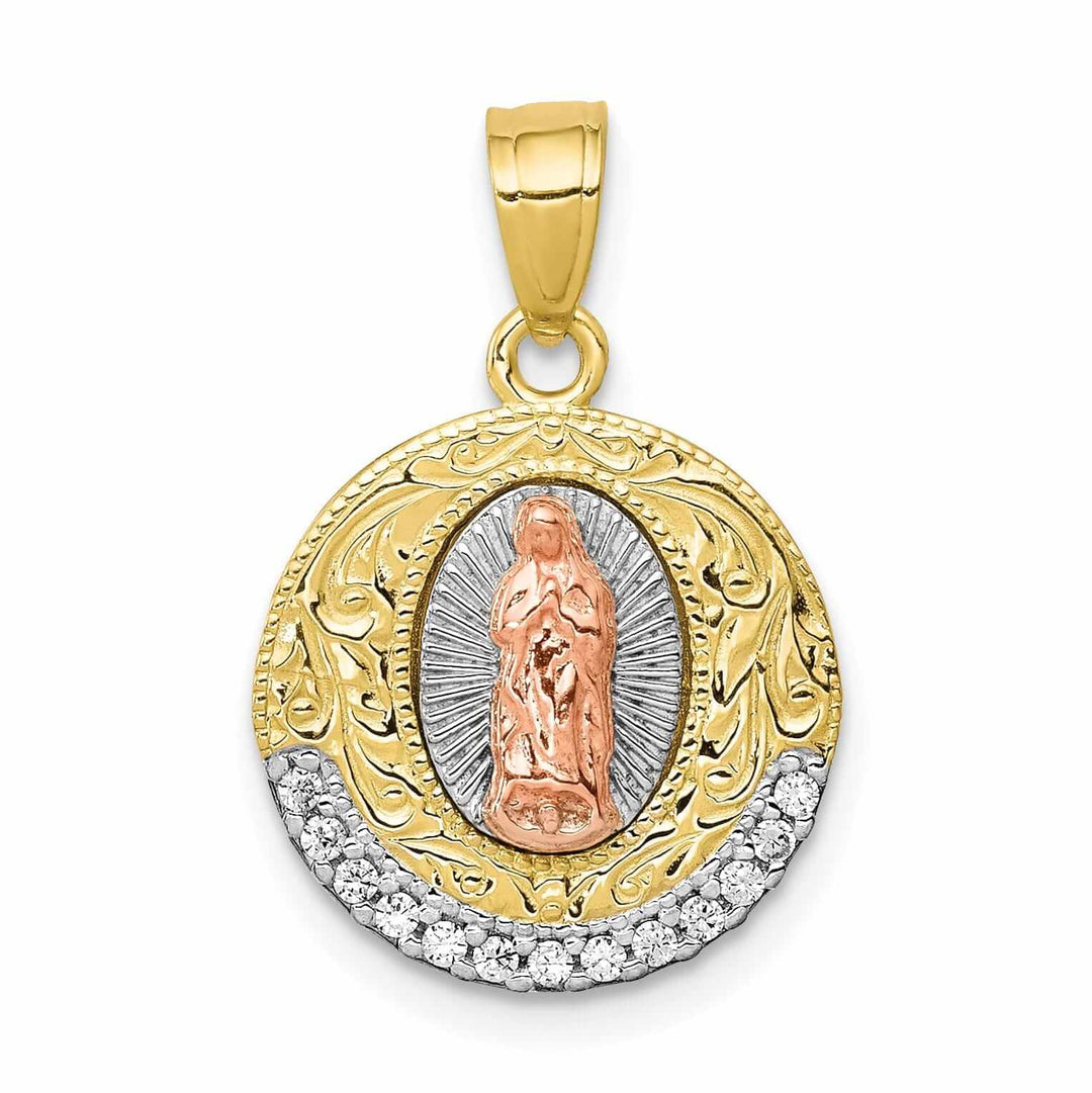 10k Two Tone Gold Lady Of Guadalupe Pendant