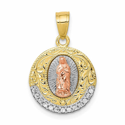 10k Two Tone Gold Lady Of Guadalupe Pendant
