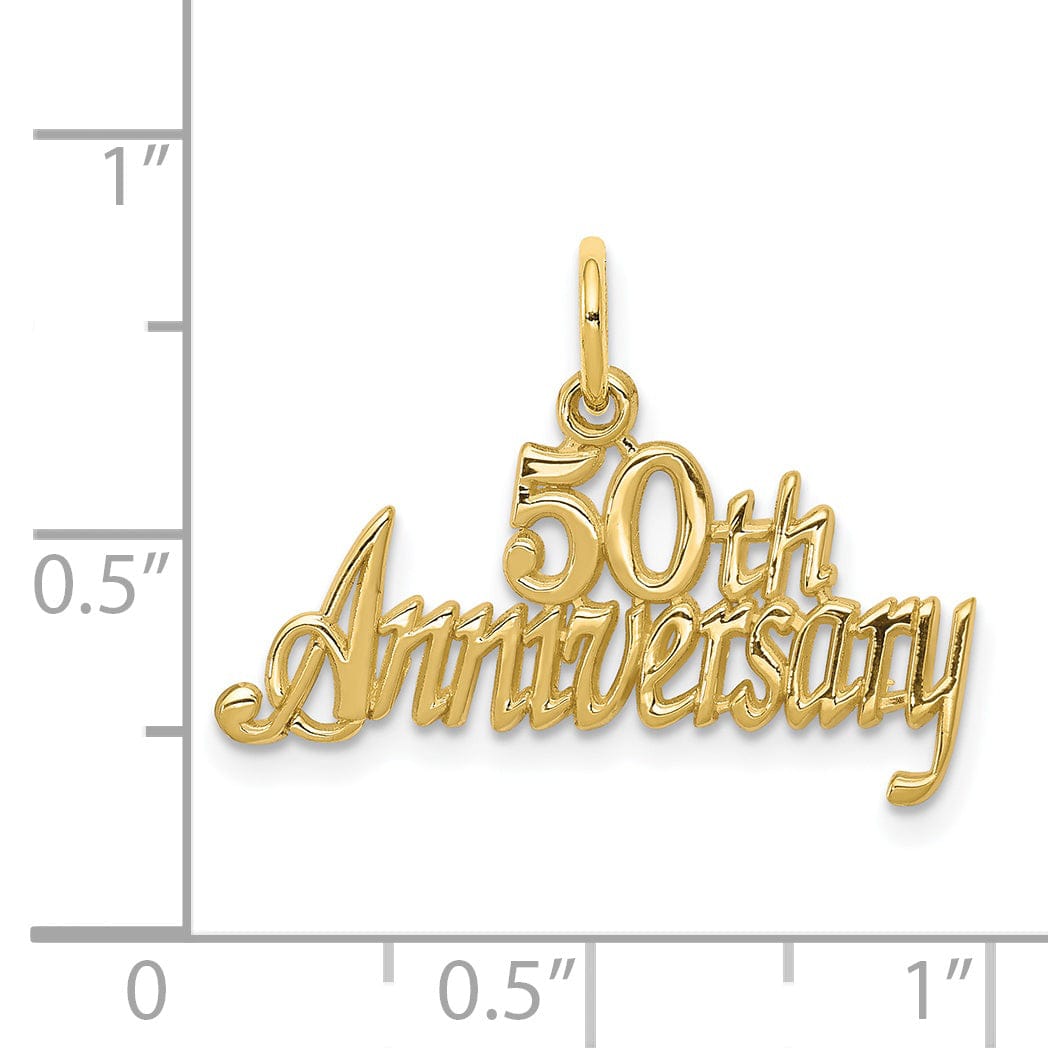 Solid 10k Yellow Gold 50Th Anniversary Pendant