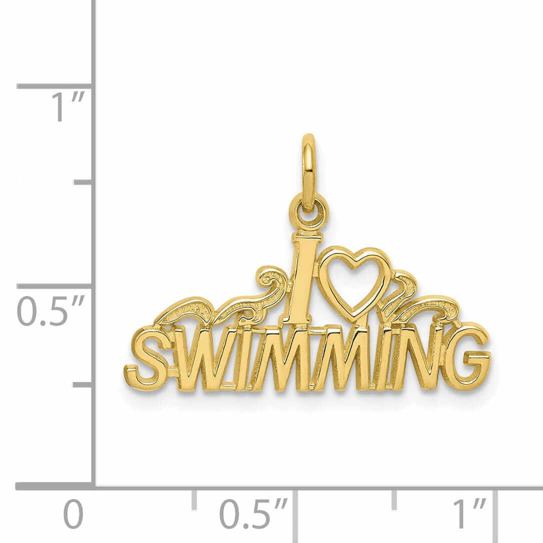 10k Yellow Gold Polish I Love Swimming Pendant