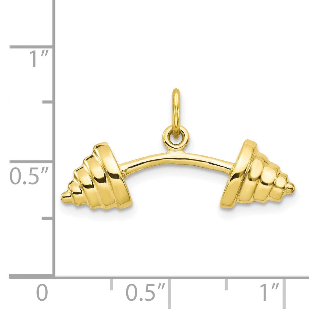Solid 10k Yellow Gold Barbell Charm Pendant