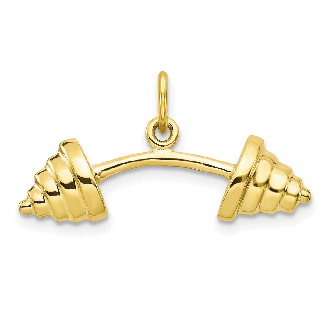 Solid 10k Yellow Gold Barbell Charm Pendant