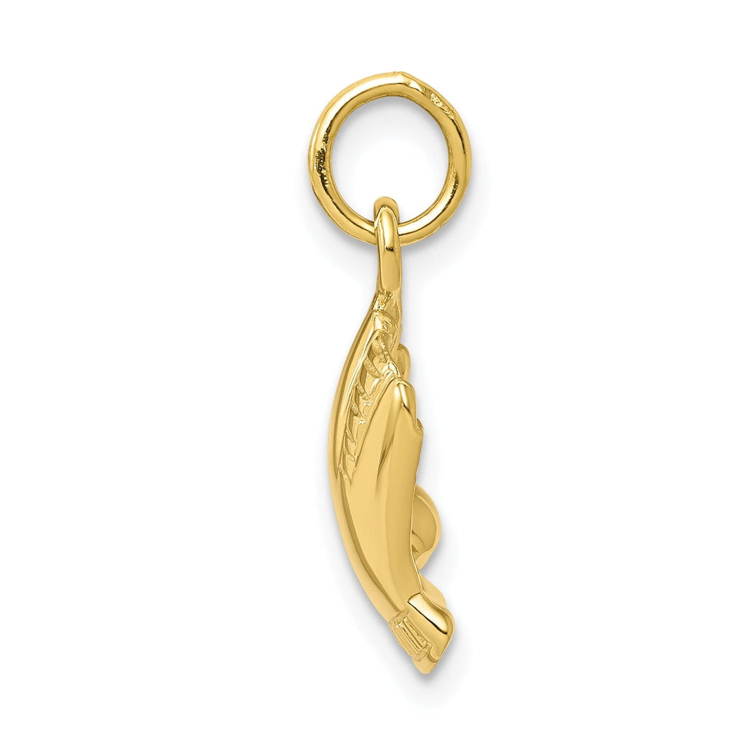 Solid 10k Yellow Gold Baseball in Glove Pendant