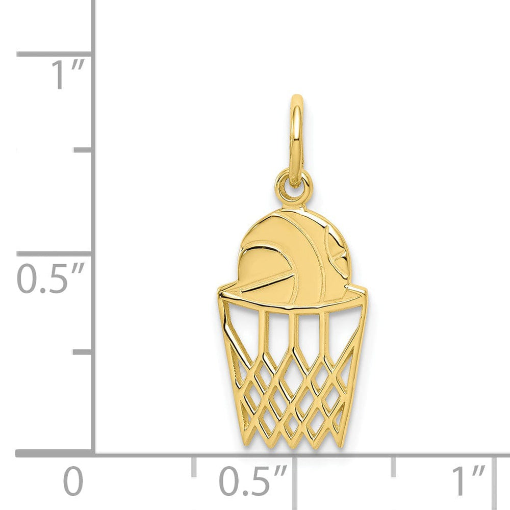 Solid 10k Yellow Gold Basketball in Net Pendant