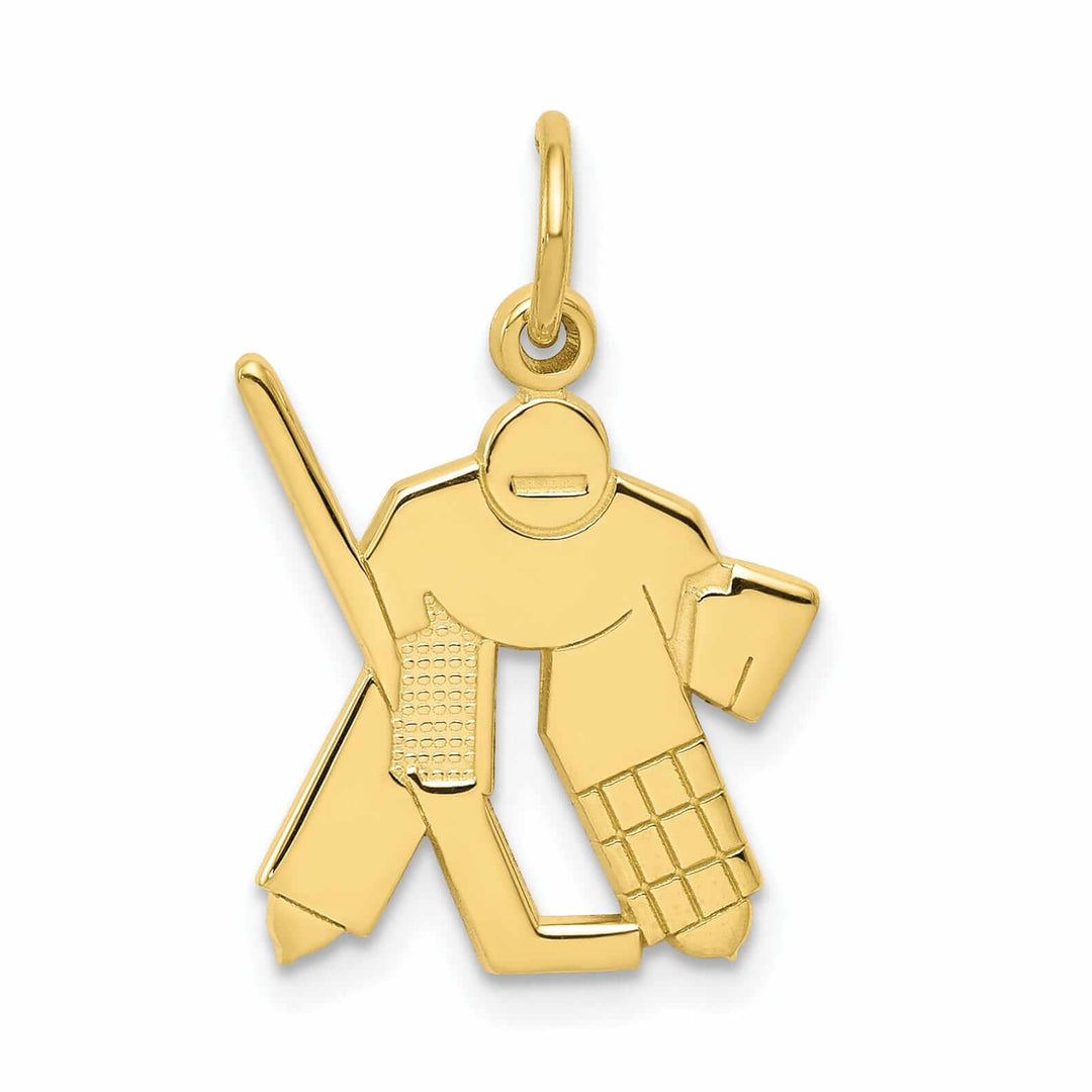 10k Yellow Gold Goalie Hockey Player Pendant