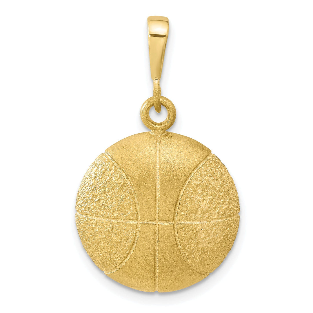 Solid 10k Yellow Gold Polish Basketball Pendant