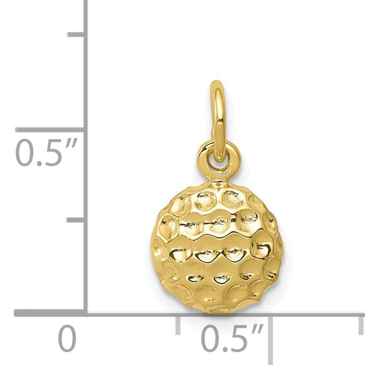 Solid 10k Yellow Gold Concave Golf Ball Pendant