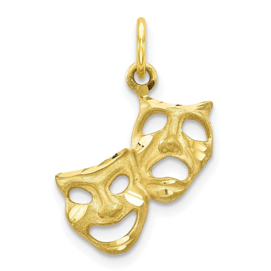 Solid 10k Yellow Gold Comedy Tragedy Pendant
