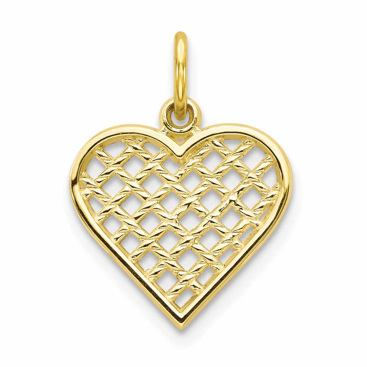 10k Yellow Gold Polished Satin Heart Pendant
