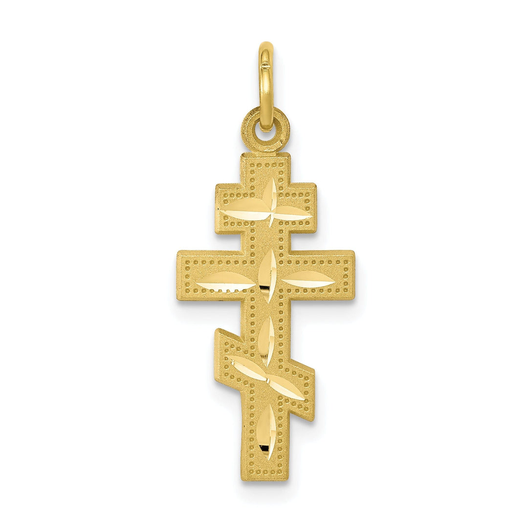 Yellow Gold Solid Eastern Orthodox Cross Pendant