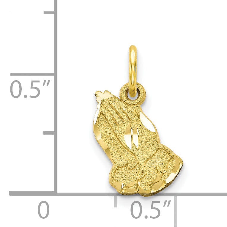 Solid 10k Yellow Gold Praying Hands Pendant