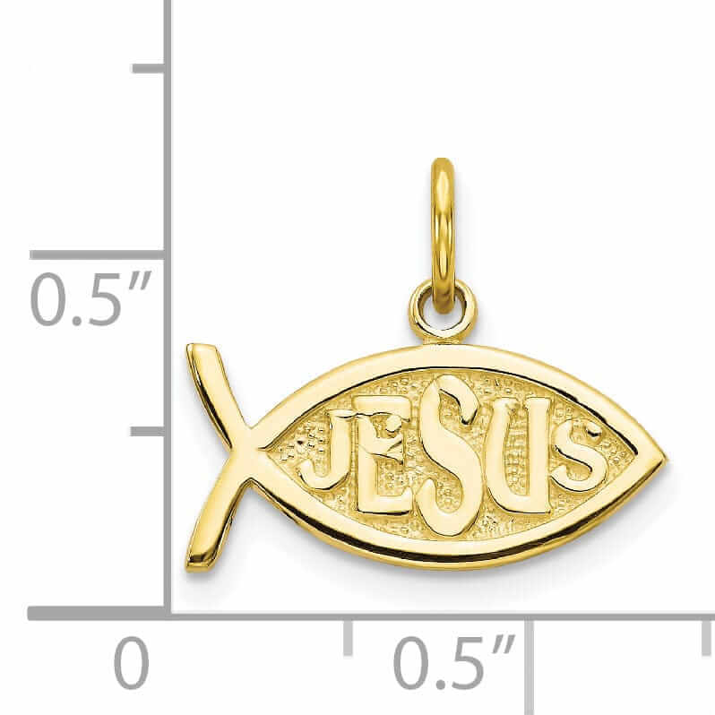 10k Yellow Gold Polished Jesus Fish Pendant
