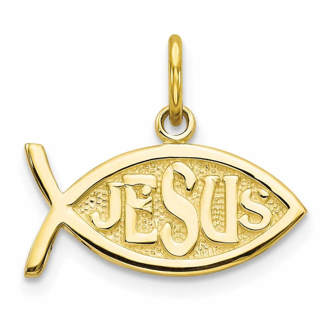 10k Yellow Gold Polished Jesus Fish Pendant