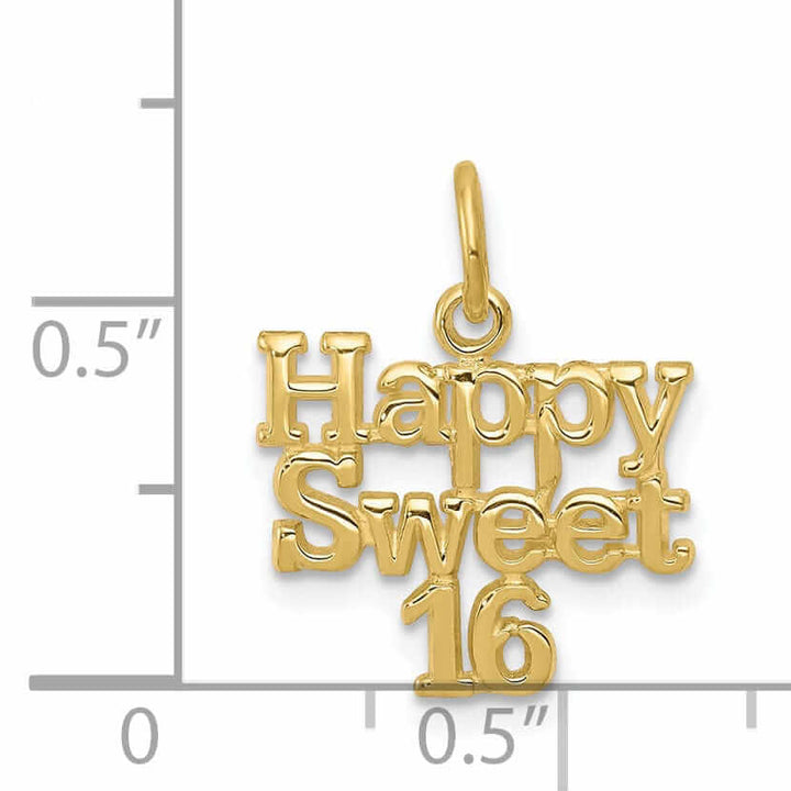 10k Yellow Gold Happy Sweet 16 Birthday Pendant