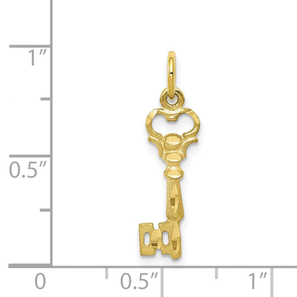 Solid 10k Yellow Gold D.C Satin Key Pendant
