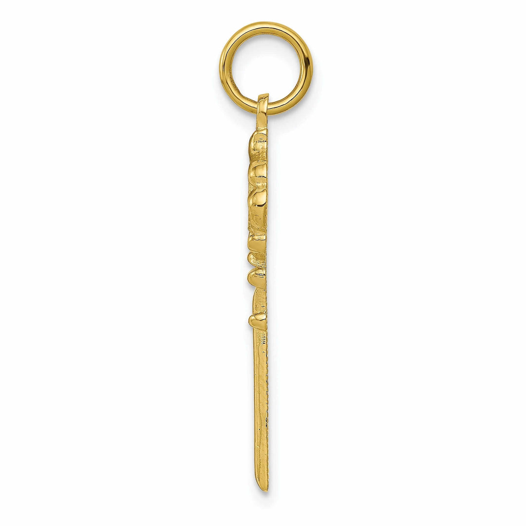 10k Yellow Gold D.C Satin Polished Key Pendant
