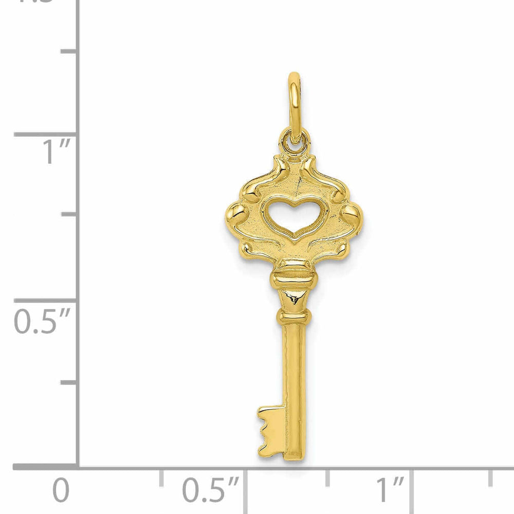 10k Yellow Gold D.C Satin Polished Key Pendant