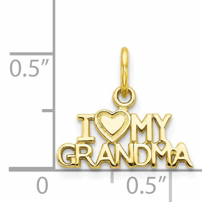 10k Yellow Gold I Love My Grandma Heart Pendant