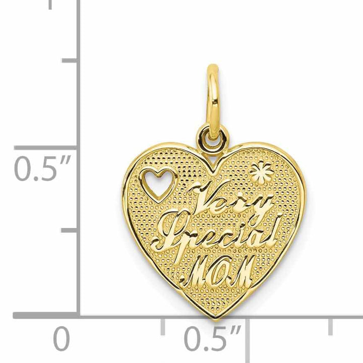 10k Yellow Gold Very Special Mom Heart Pendant