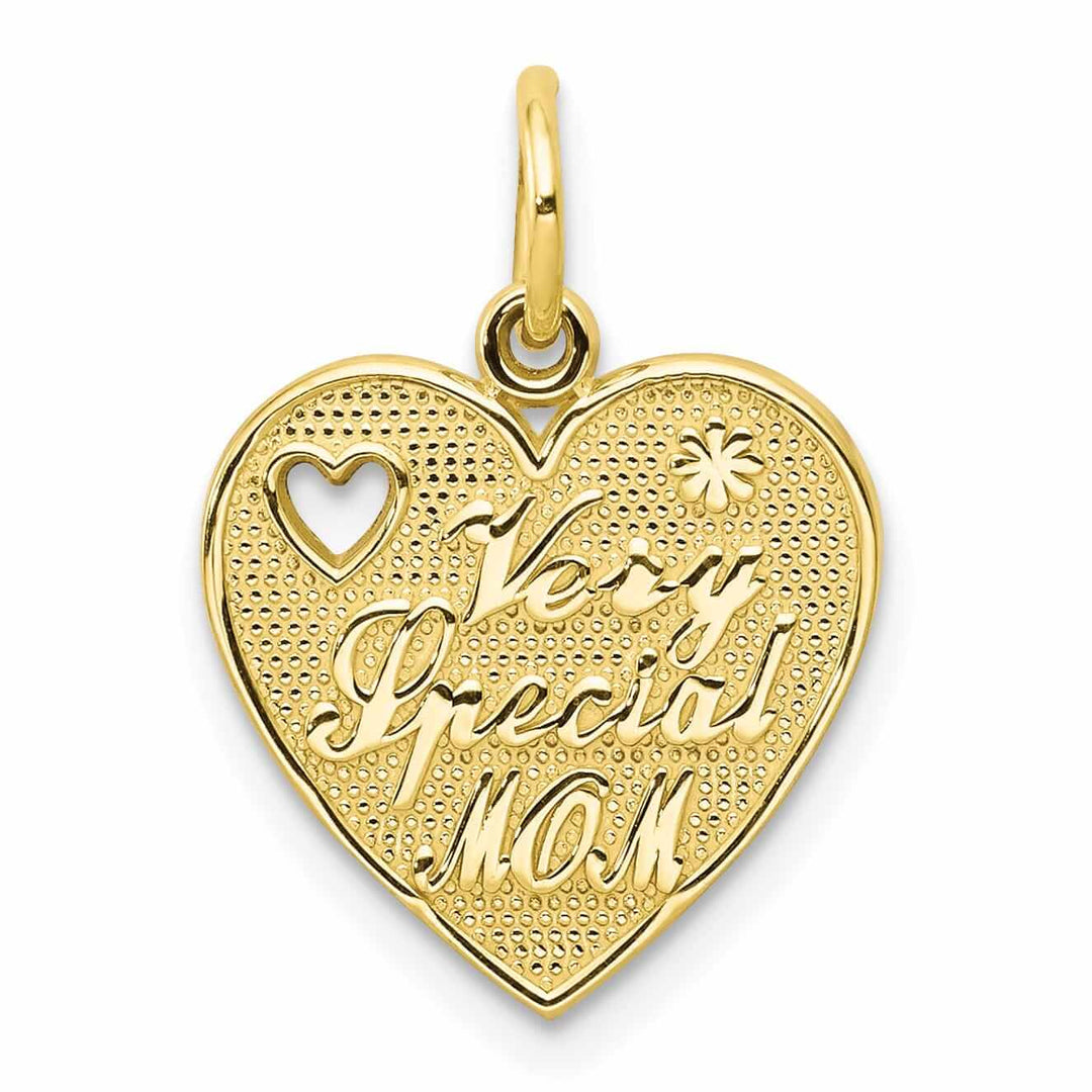 10k Yellow Gold Very Special Mom Heart Pendant