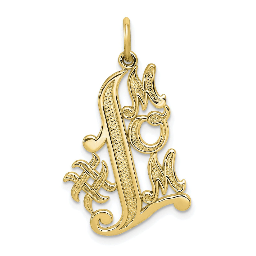 Solid 10k Yellow Gold Polished #1 Mom Pendant