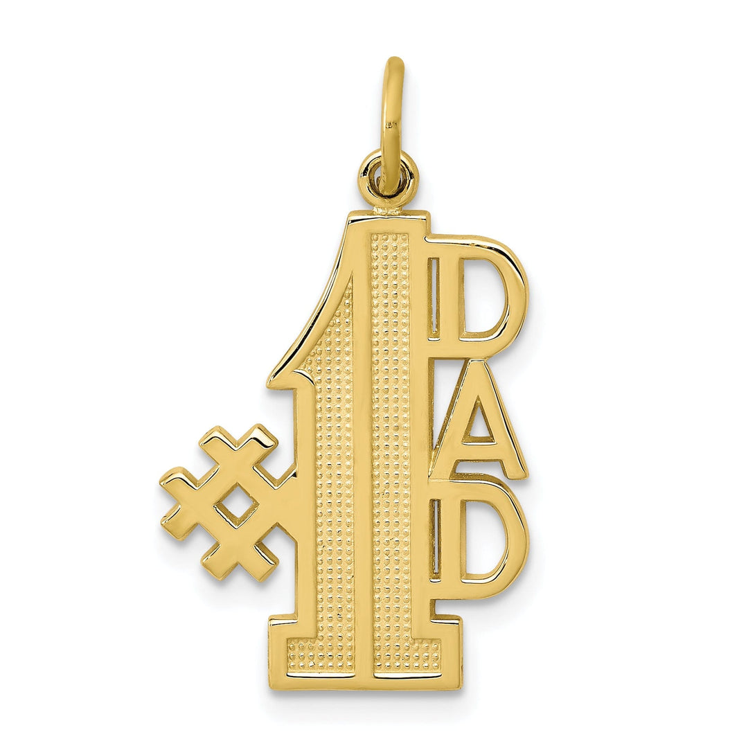 Solid 10k Yellow Gold Polished #1 Dad Charm