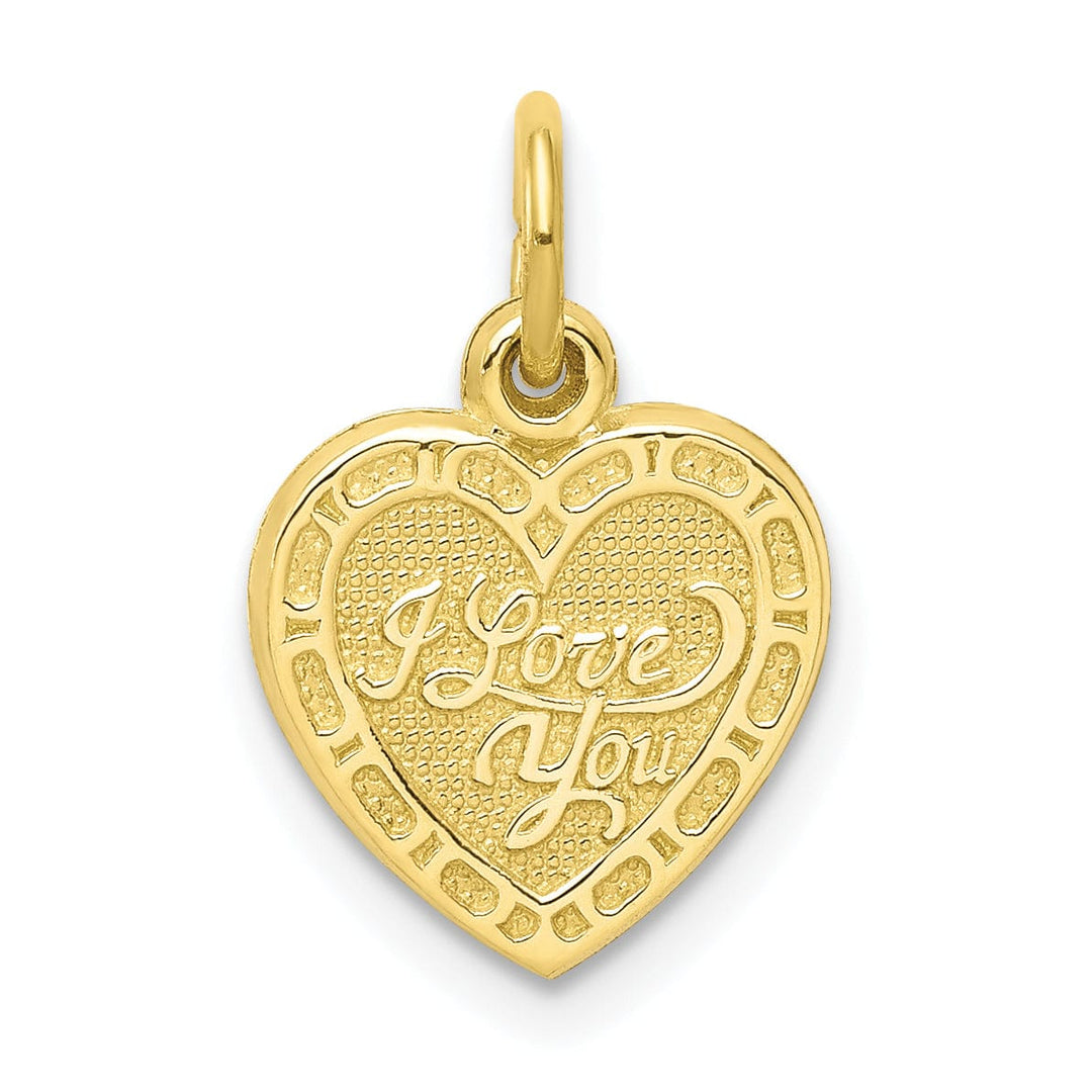 Solid 10k Yellow Gold I Love You Heart Pendant