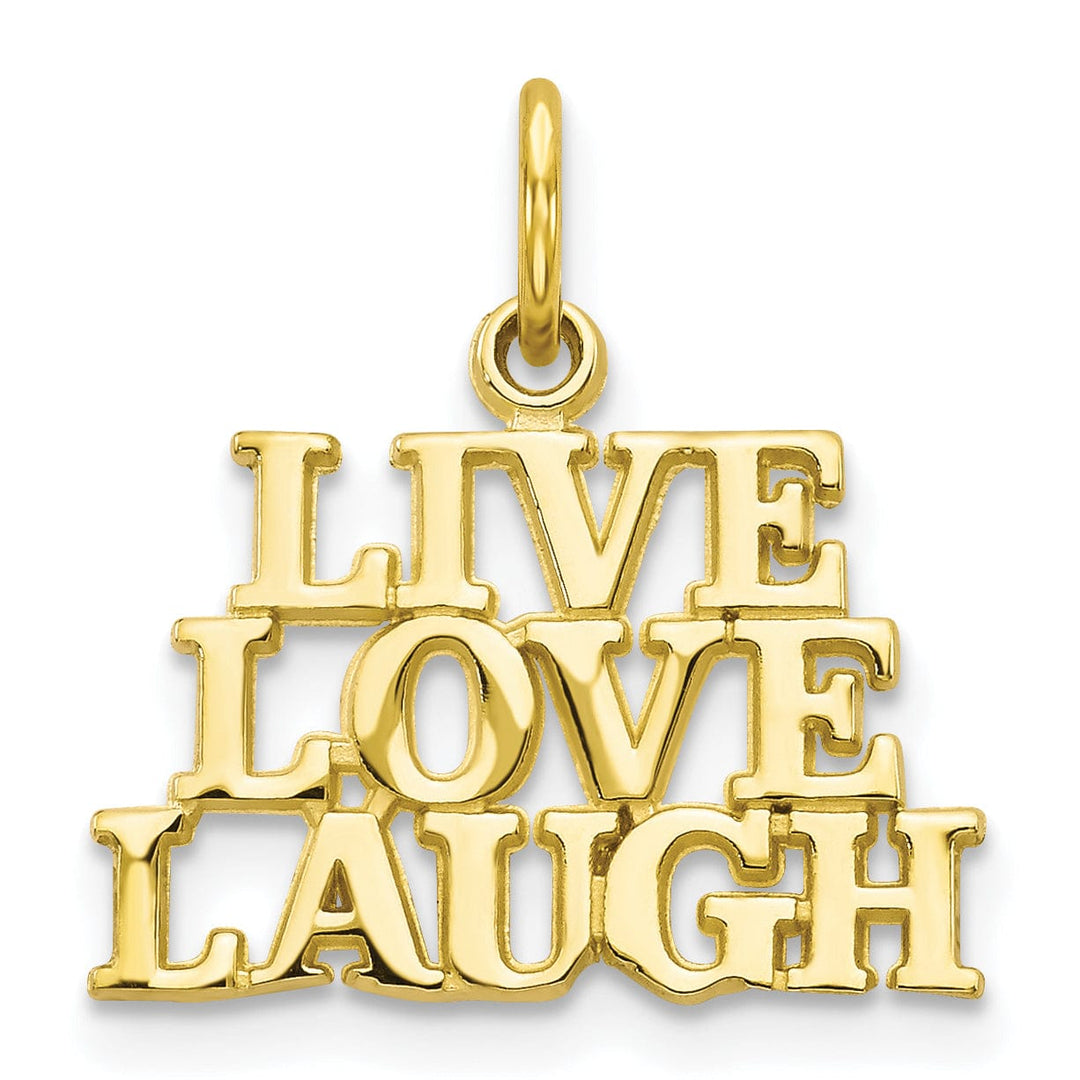 Solid 10k Yellow Gold Live Love Laugh Pendant
