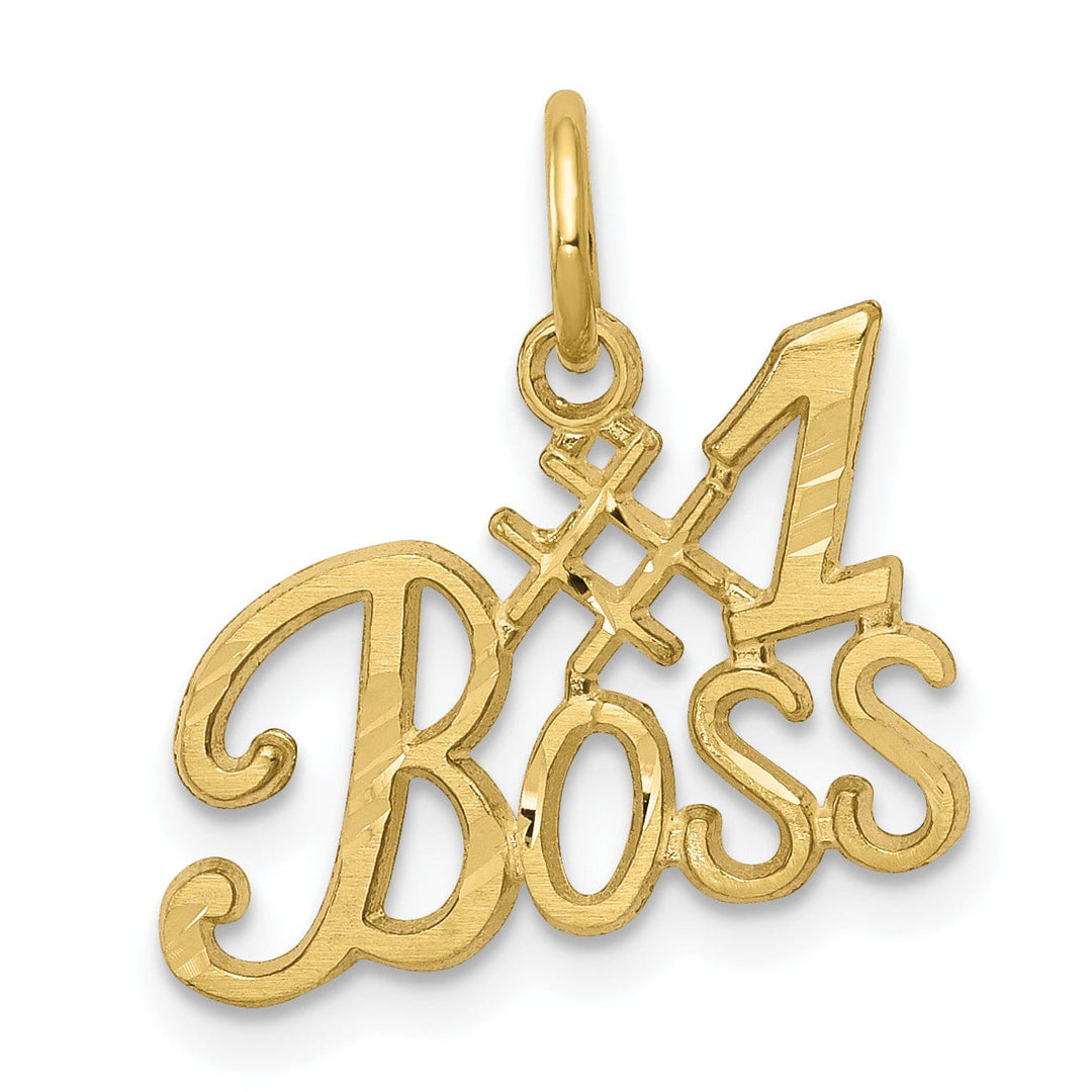 Solid 10k Yellow Gold Polished #1 Boss Pendant