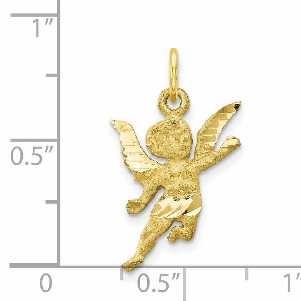 10k Yellow Gold Polish Angel With Wings Pendant