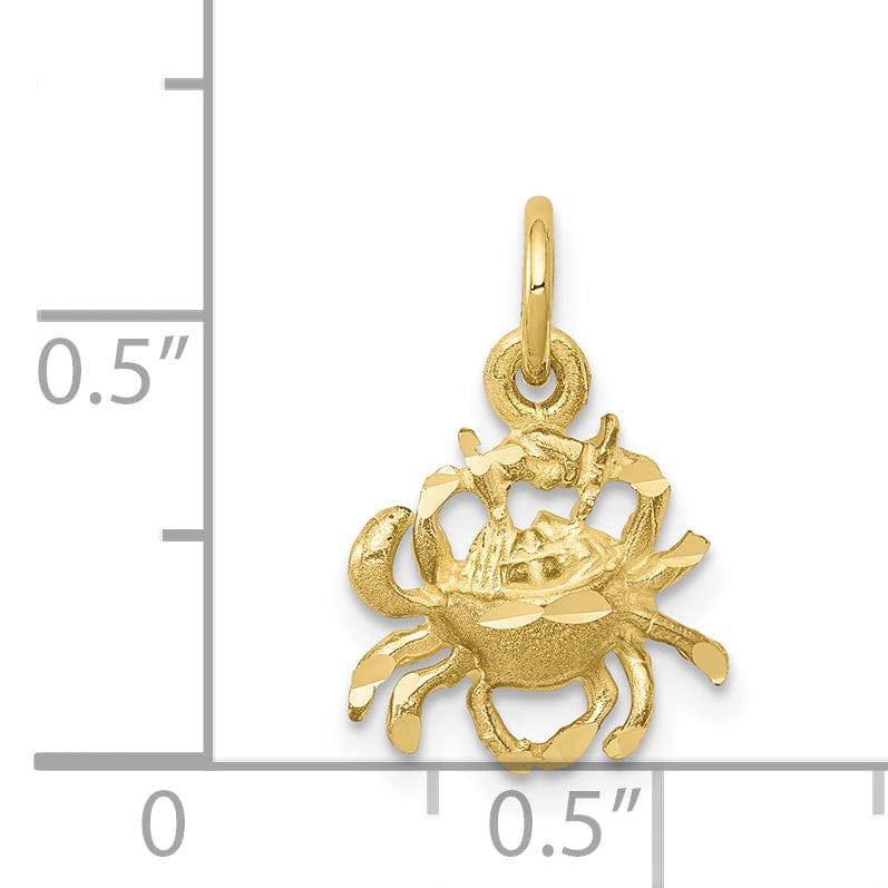 Solid 10k Yellow Gold Polished Crab Pendant