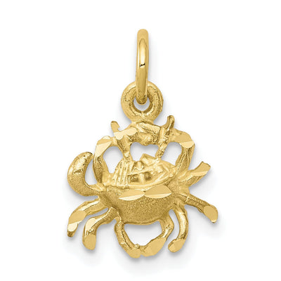 Solid 10k Yellow Gold Polished Crab Pendant
