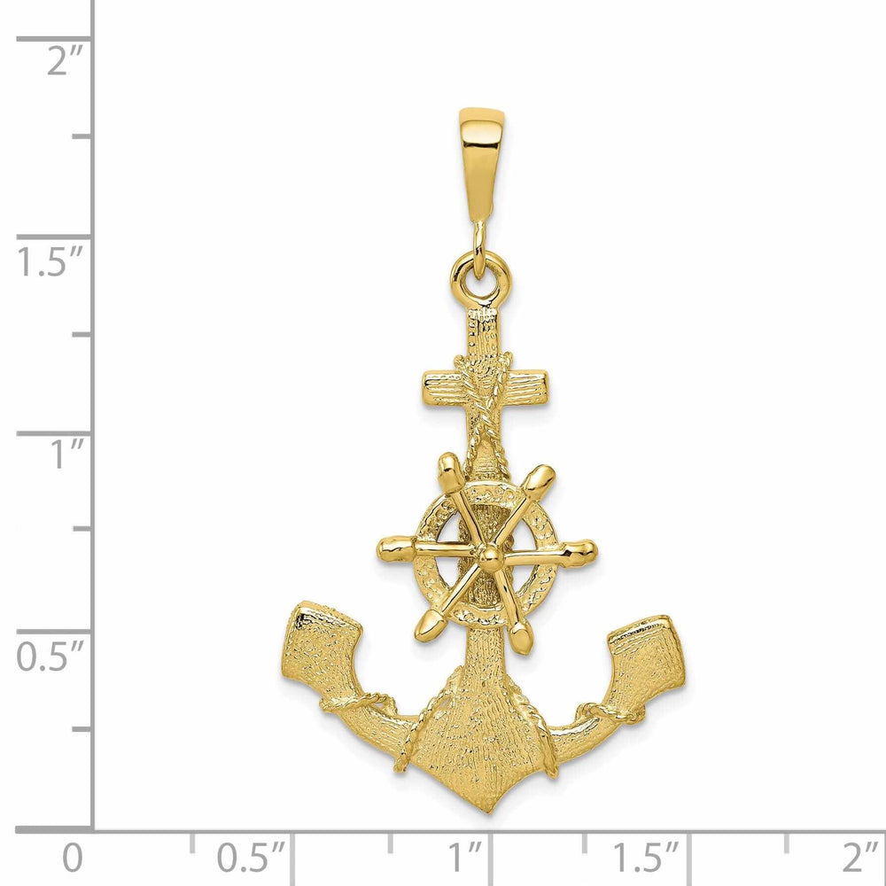10k Yellow Gold Polished Moveable Anchor Wheel Pendant