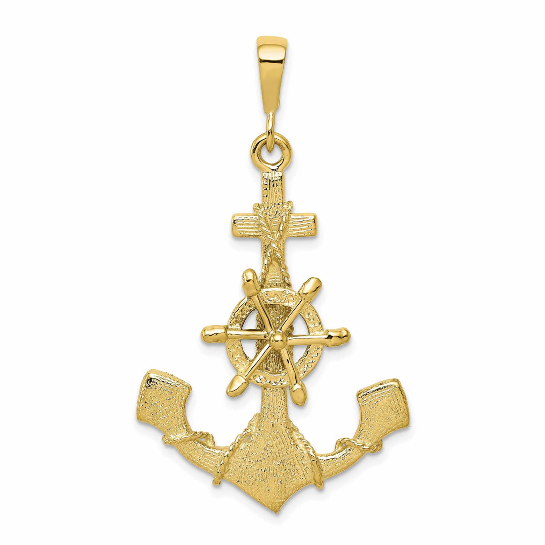 10k Yellow Gold Polished Moveable Anchor Wheel Pendant