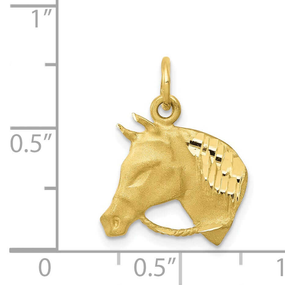 10k Yellow Gold Horsehead With Reins Pendant