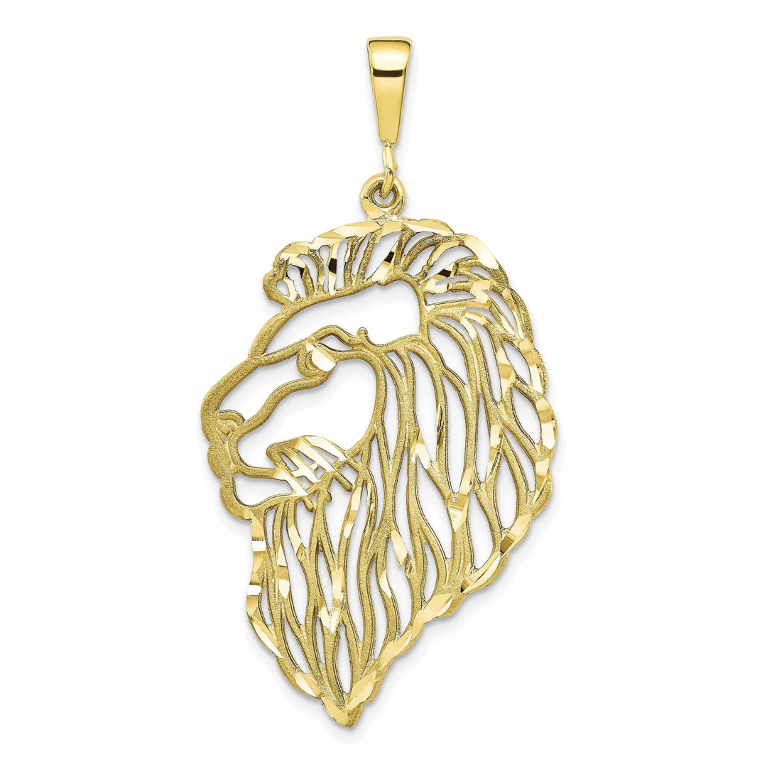 10k Yellow Gold Polished Lions Head Pendant