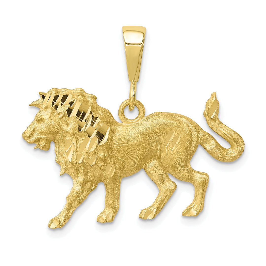 Solid 10k Yellow Gold Polished Lion Pendant
