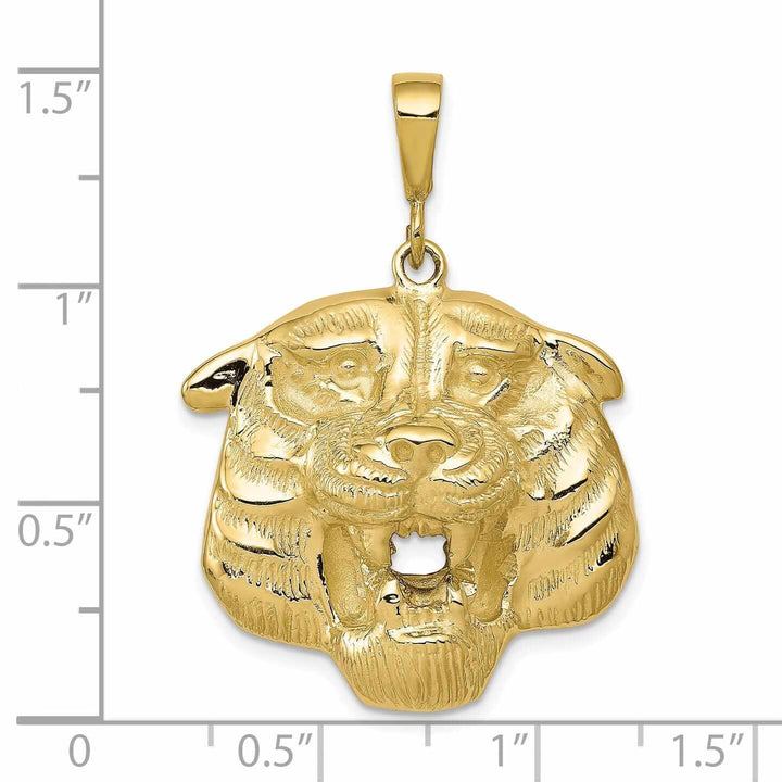 10k Yellow Gold Polished Tigers Head Pendant