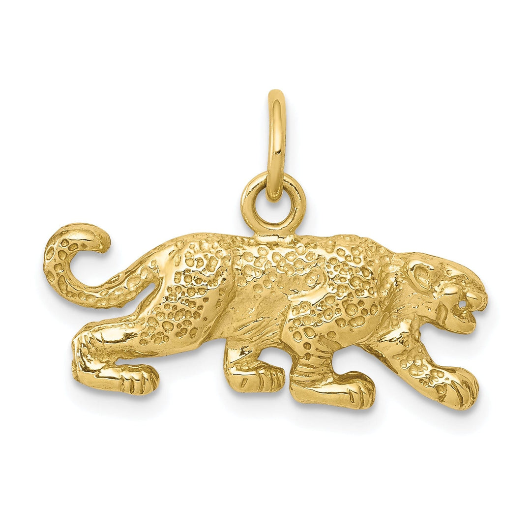 Solid 10k Yellow Gold Small Leopard Pendant