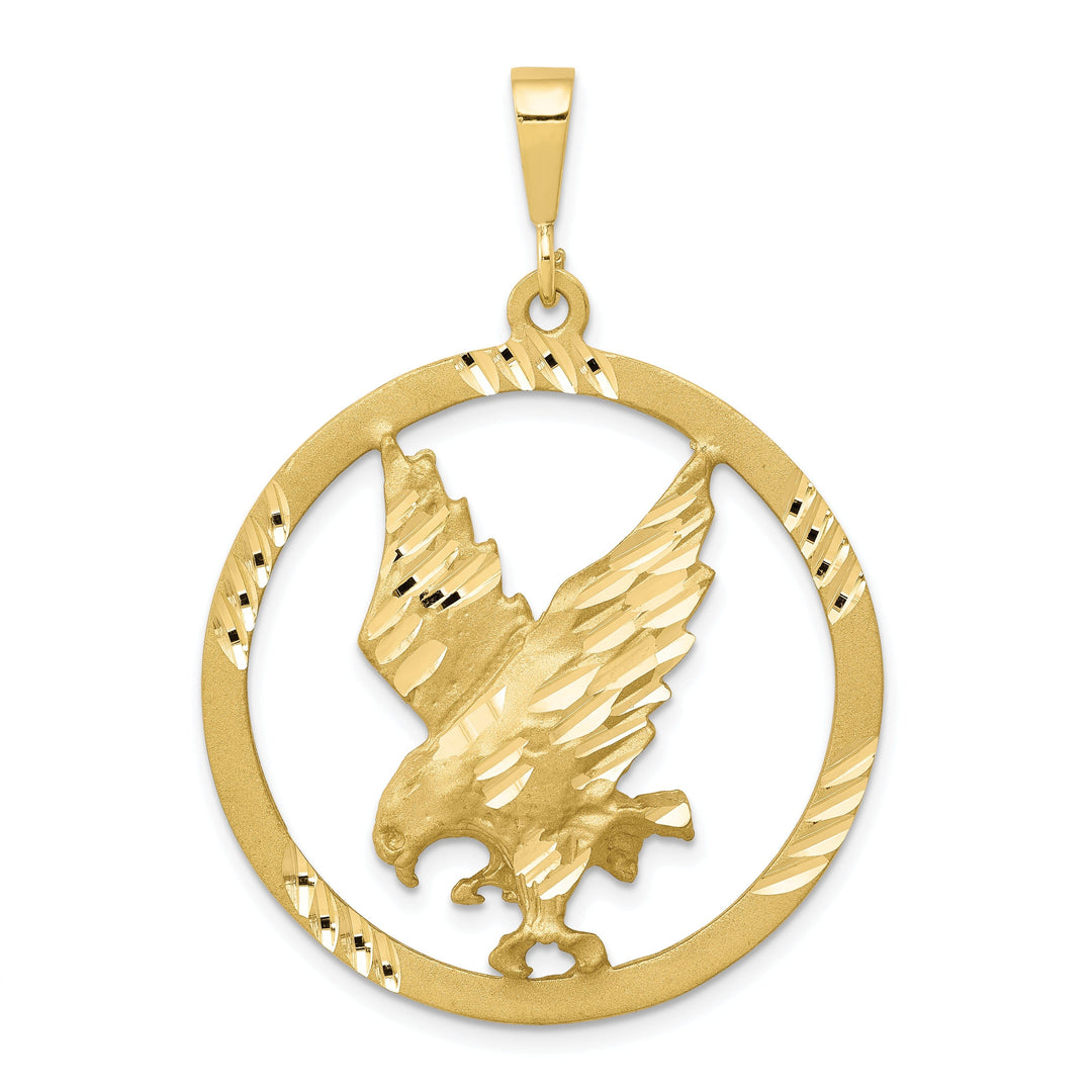 Solid 10k Yellow Gold Eagle In a Frame Charm Pendant