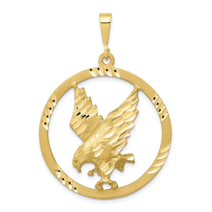 Solid 10k Yellow Gold Eagle In a Frame Charm Pendant