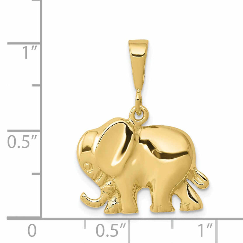 10k Yellow Gold Polish Finish Elephant Pendant